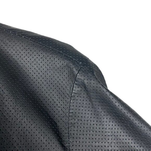 BCBG MAXAZRIA Vintage Black Leather Perforated Button Up Shirt US M - Picture 7 of 10